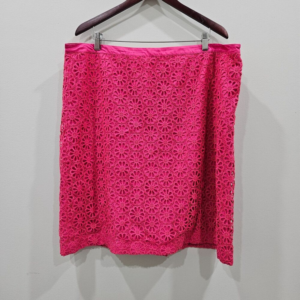 Talbots Womens Lace Overlay Pencil Skirt 18W Pink Romantic Feminine Barbiecore